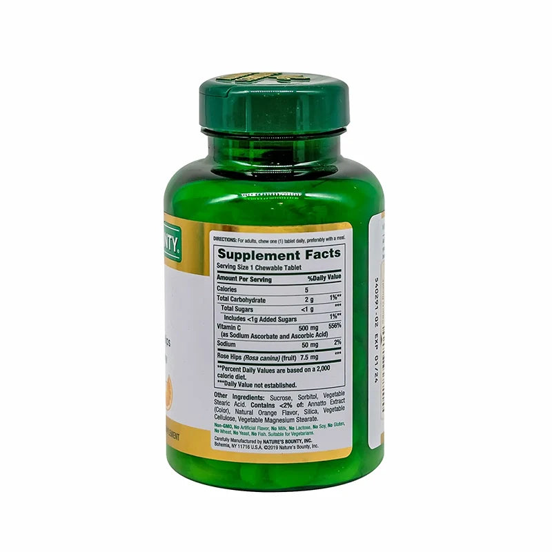 Natures Bounty Vitamin C 500mg with Rose Hips 90 Chewable Tabs
