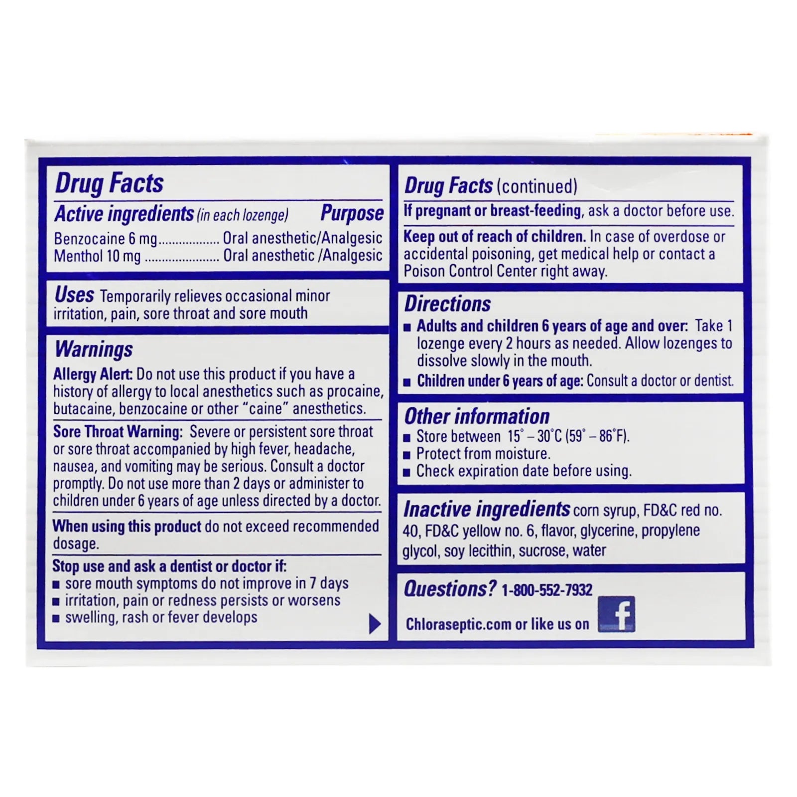Chloraseptic Honey Lemon Lozenges 18's for sore throat