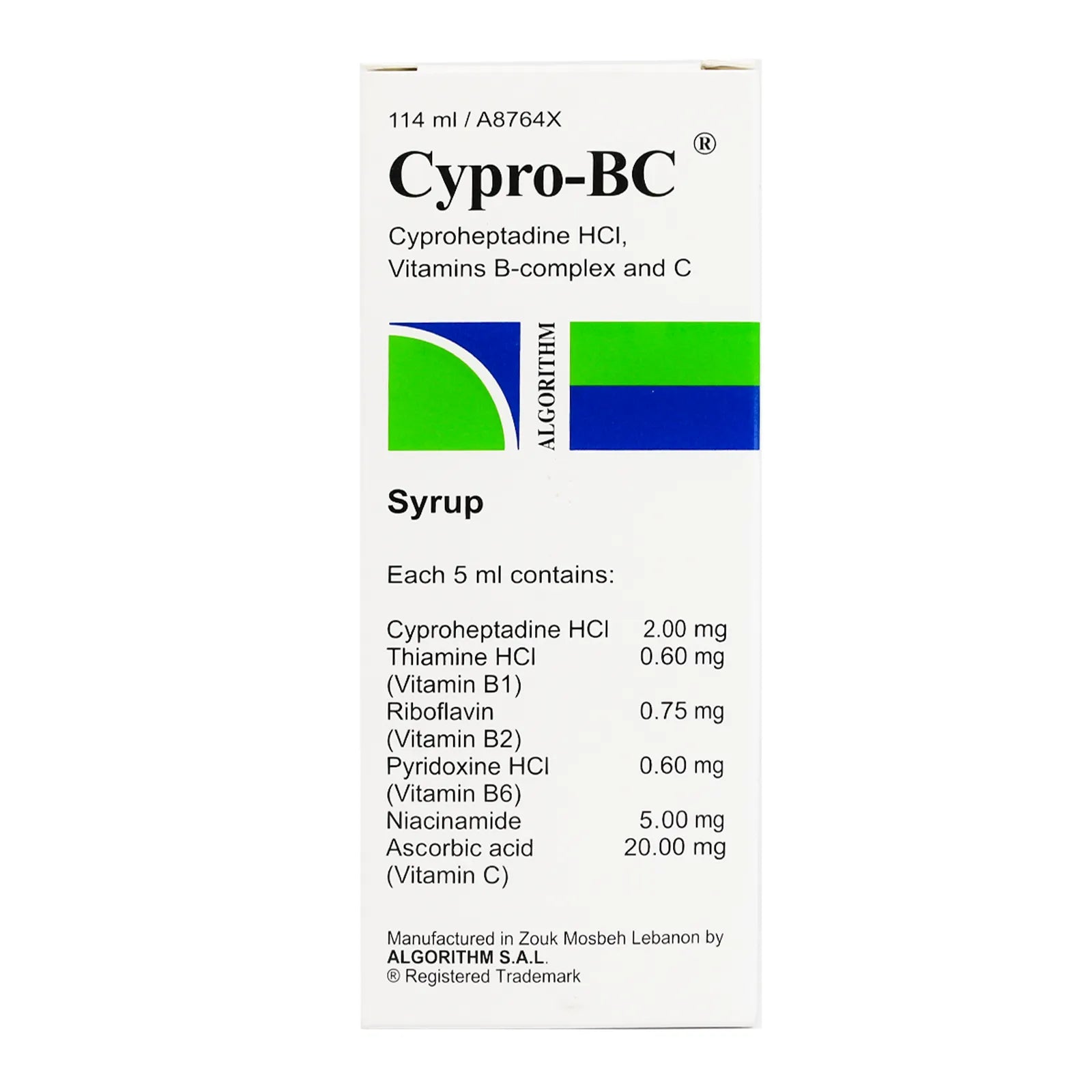 Cypro BC Syrup 114 mL increases appetite