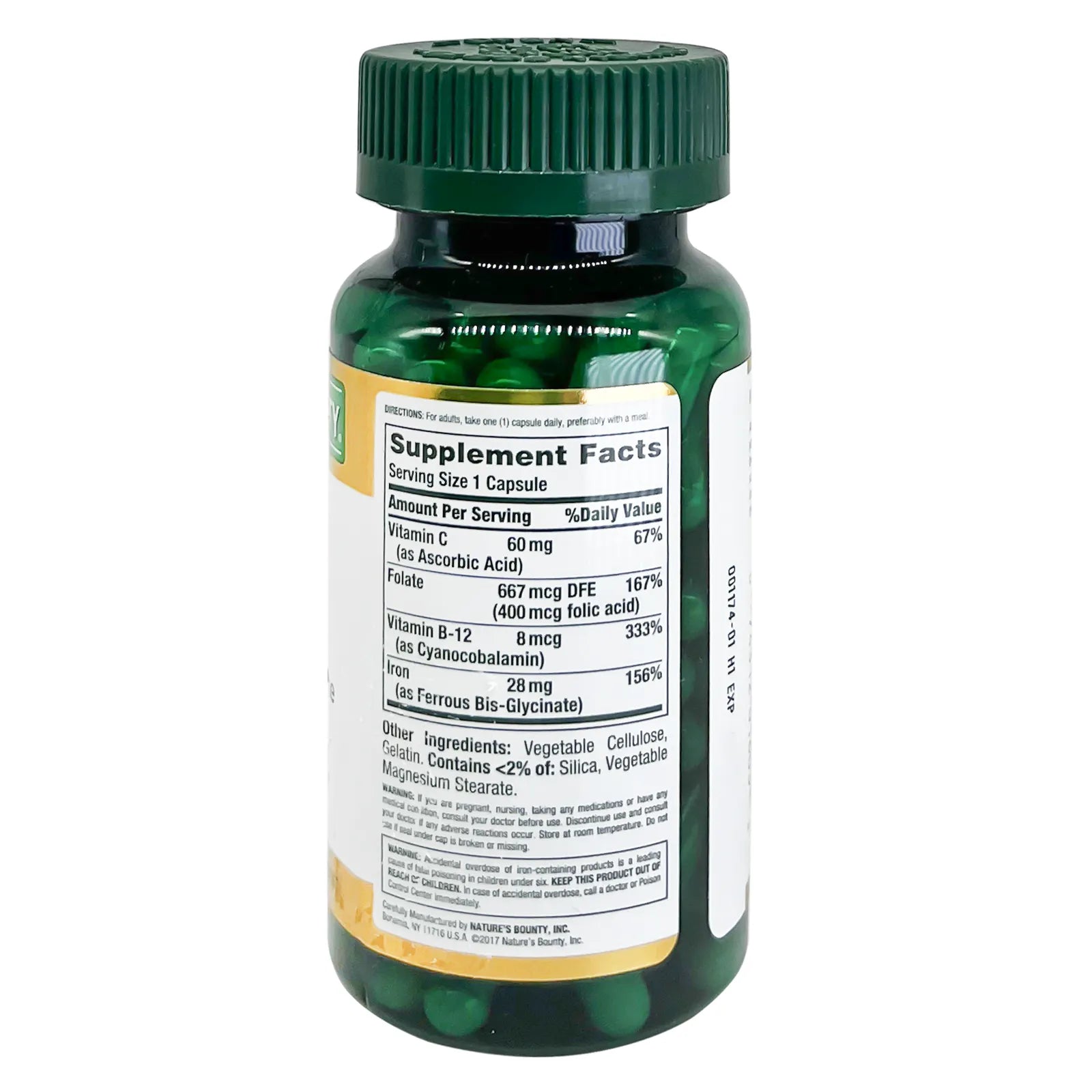 Natures Bounty Gentle Iron 28 mg Caps 90'S 201603 For red blood cell production