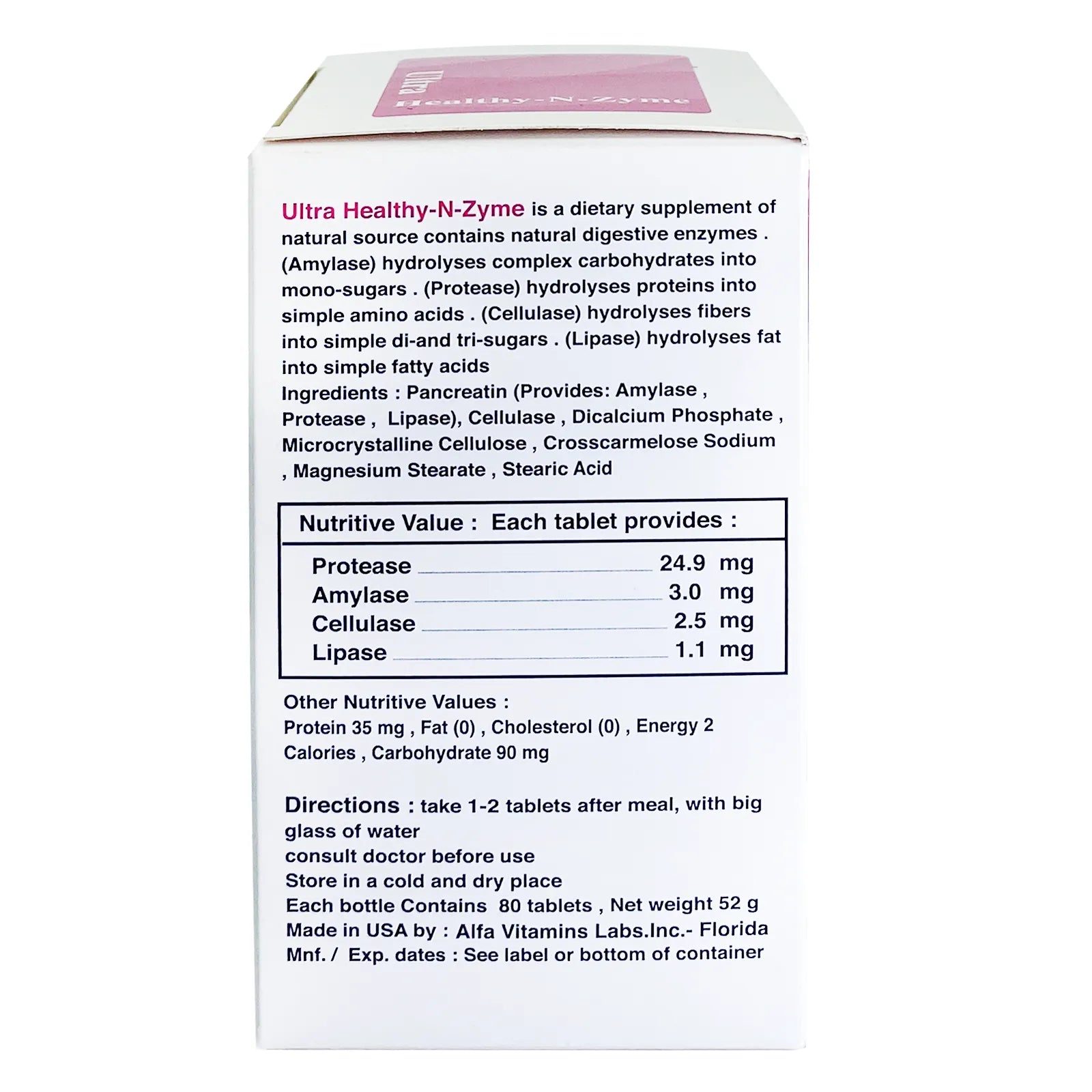 Mega Pharma Ultra Healthy N Zyme 80 Tabs