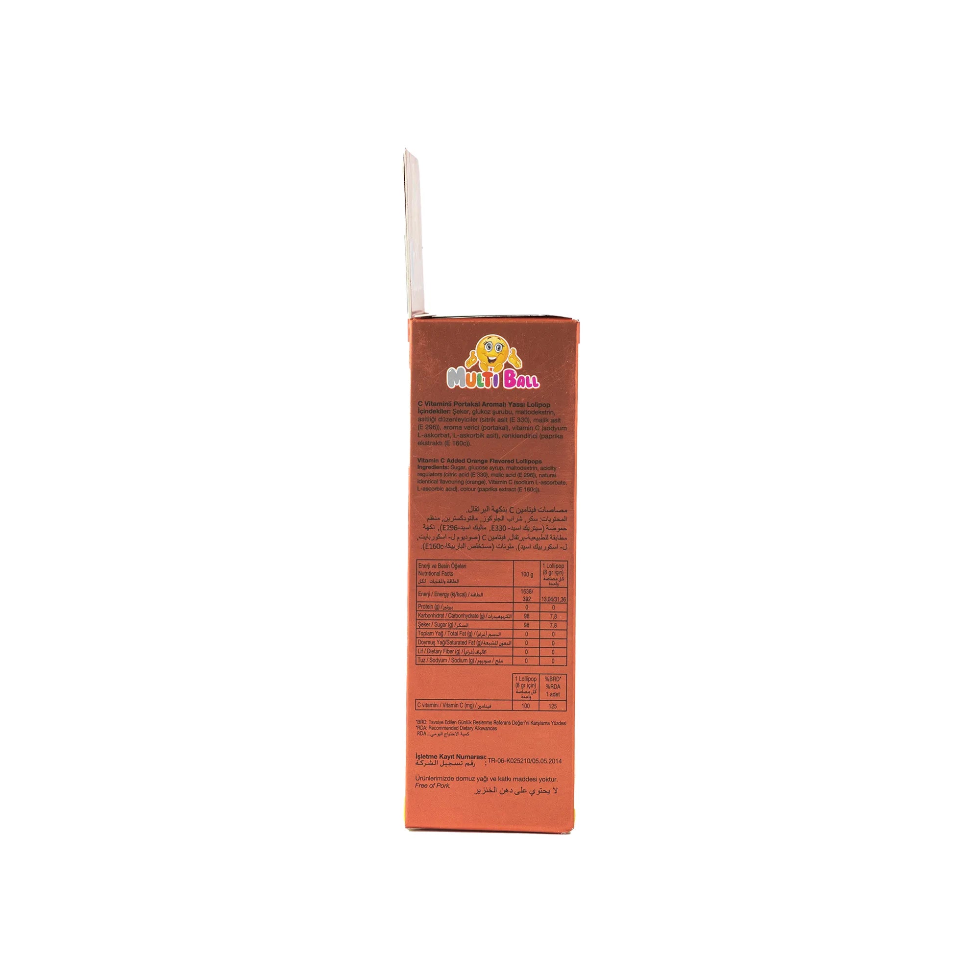 Multiball Vitamin C Lollipops 7 Pcs Orange Flavored