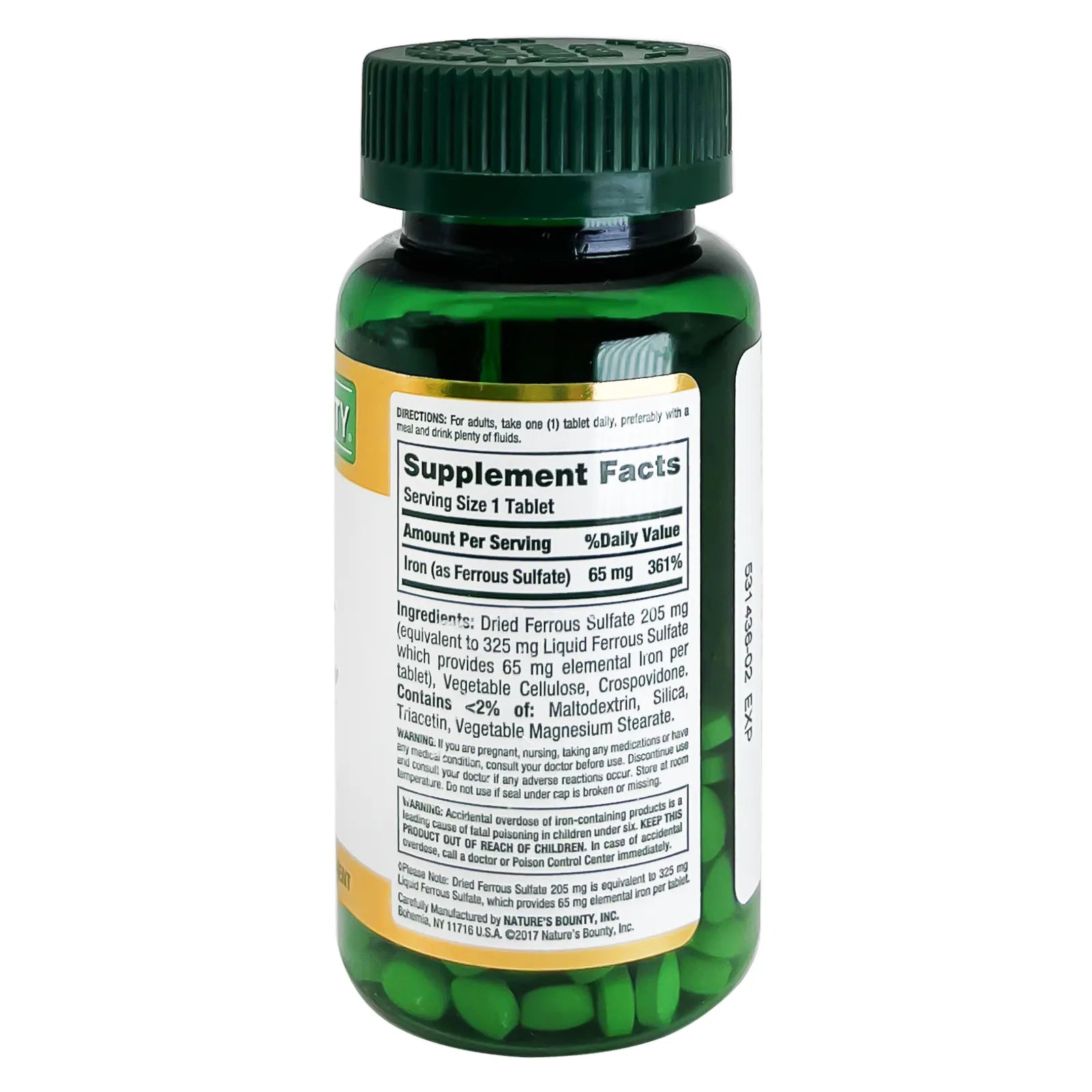 Natures Bounty Iron 65 mg Tabs 100'S For red blood cell production