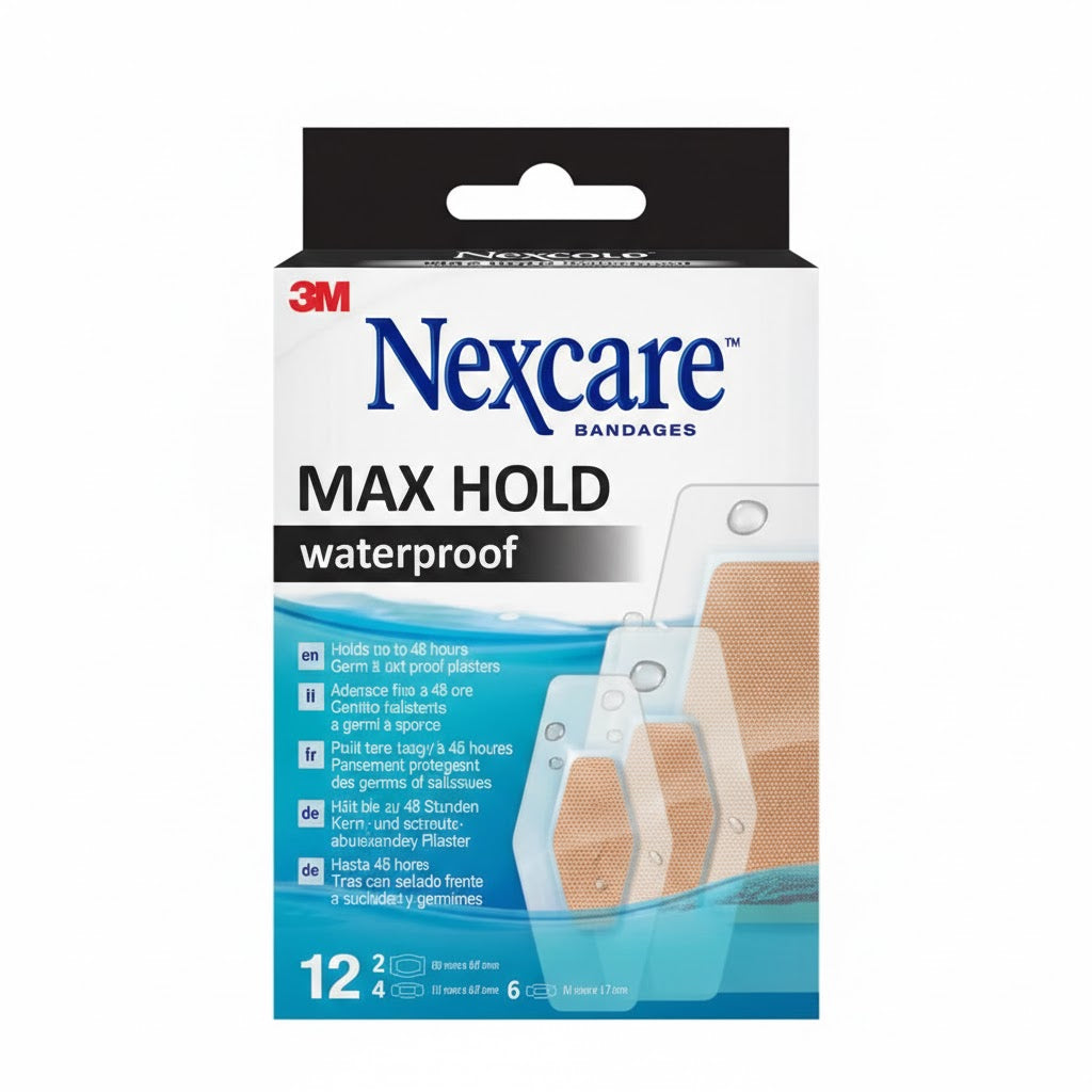 Nexcare Max Hold Water Proof Bandages 12'S
