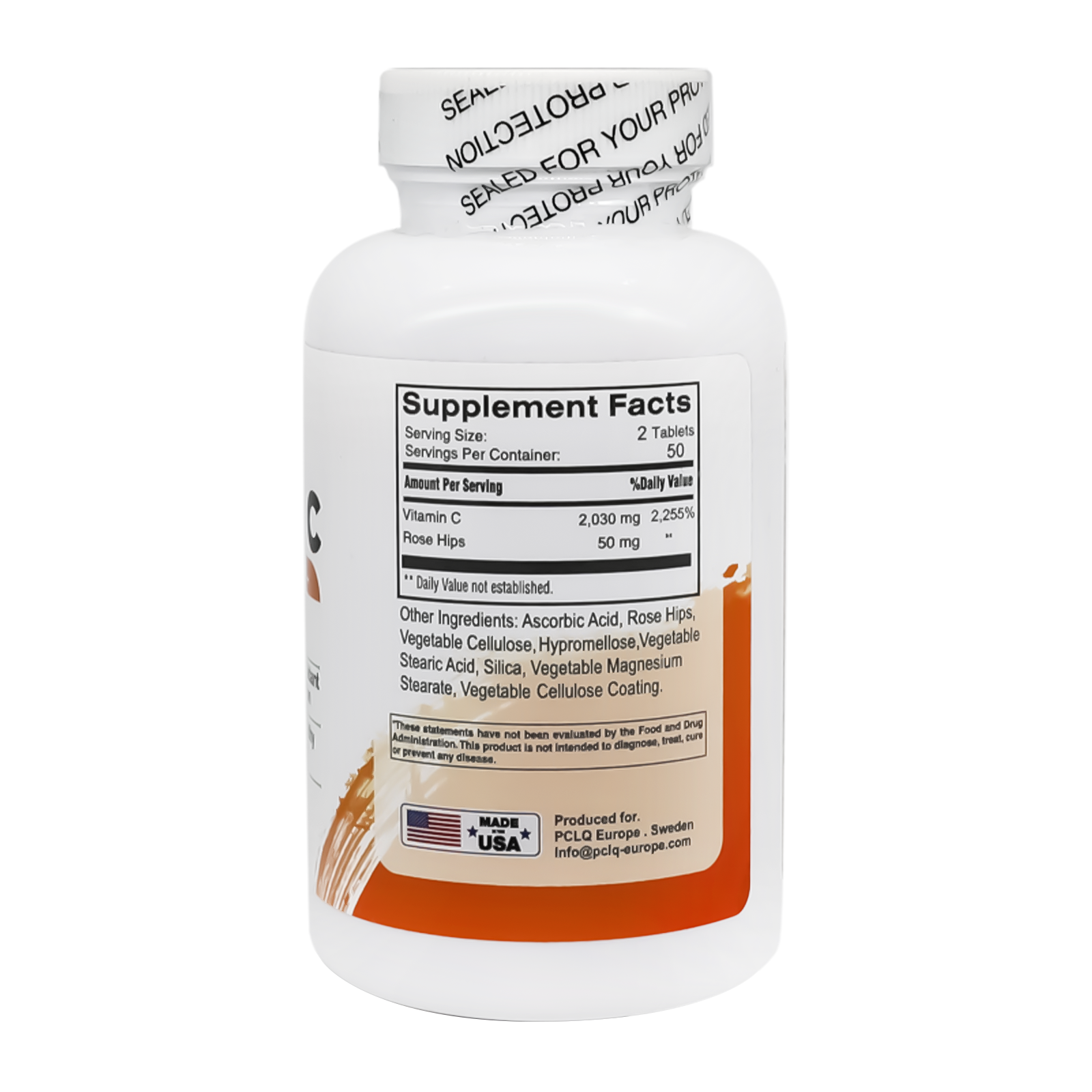PCLQ Vitamin C With Rose Hips Tabs 100'S