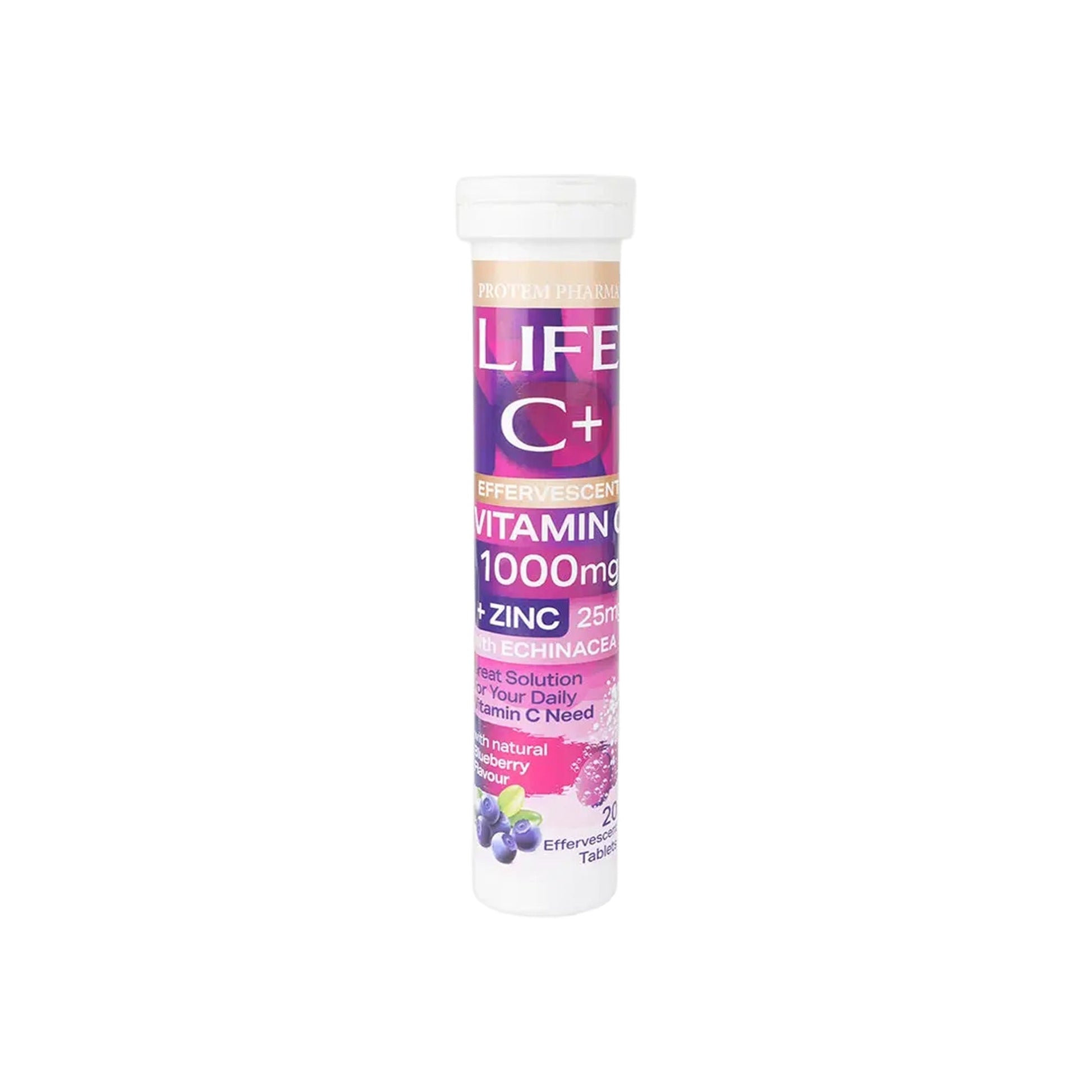Protem Pharma Life C+ 1000mg+Zinc 25mg 20 Tab-Blueberry