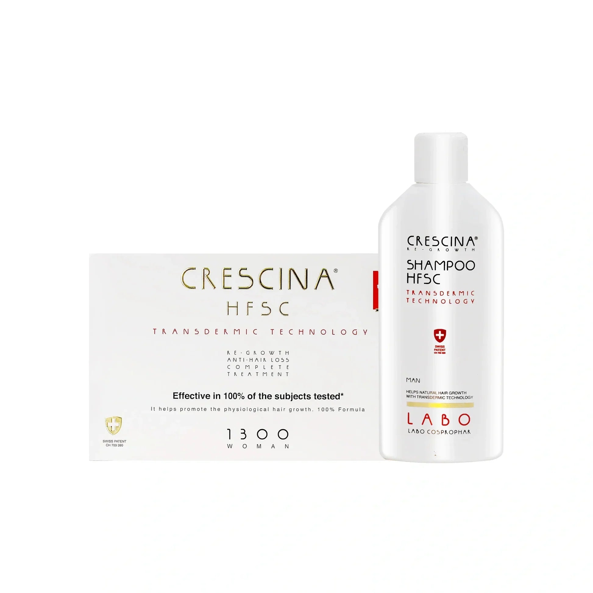 OFFER  CRESCINA TRANSDERMIC COMPLET 1300 woMAN 10+10 And Transdermic man shampoo