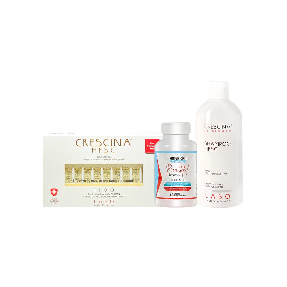 Crescina HFSC 100% 1300 Woman 20 FL + A. C. Biotin + Crescina HFSC Man Shampoo*