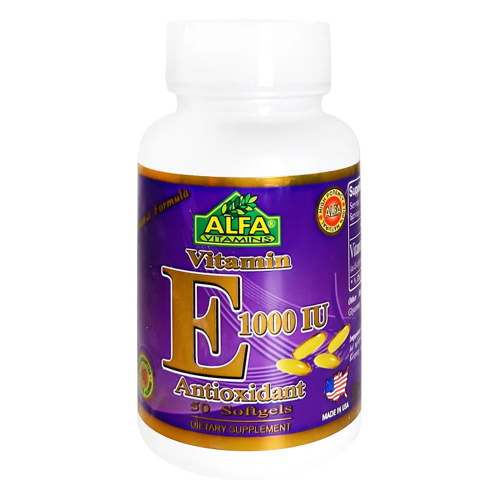 Alfa Vitamins Vit-E 1000IU 50 Caps