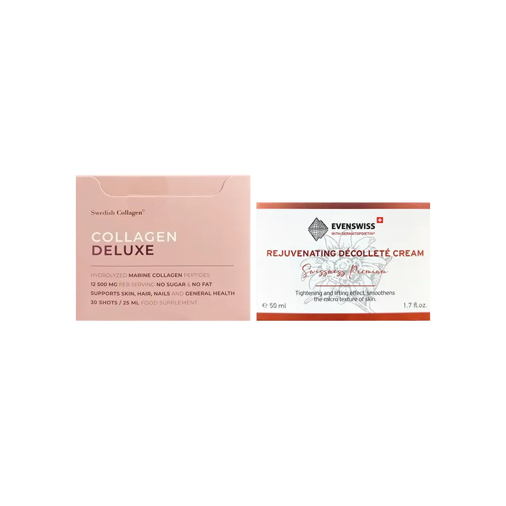 Swedish Collagen deleux 14 + Evenswiss Rejuvenating Decollete lifting Cream