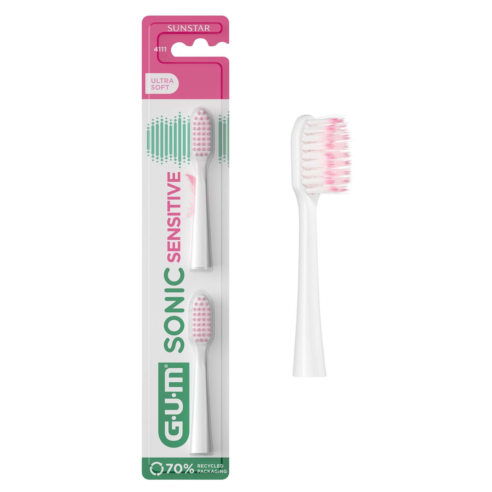 Butler Gum Sonic Sensitive Ultra Soft Toothbrush Refill Heads 2 Pcs 4111