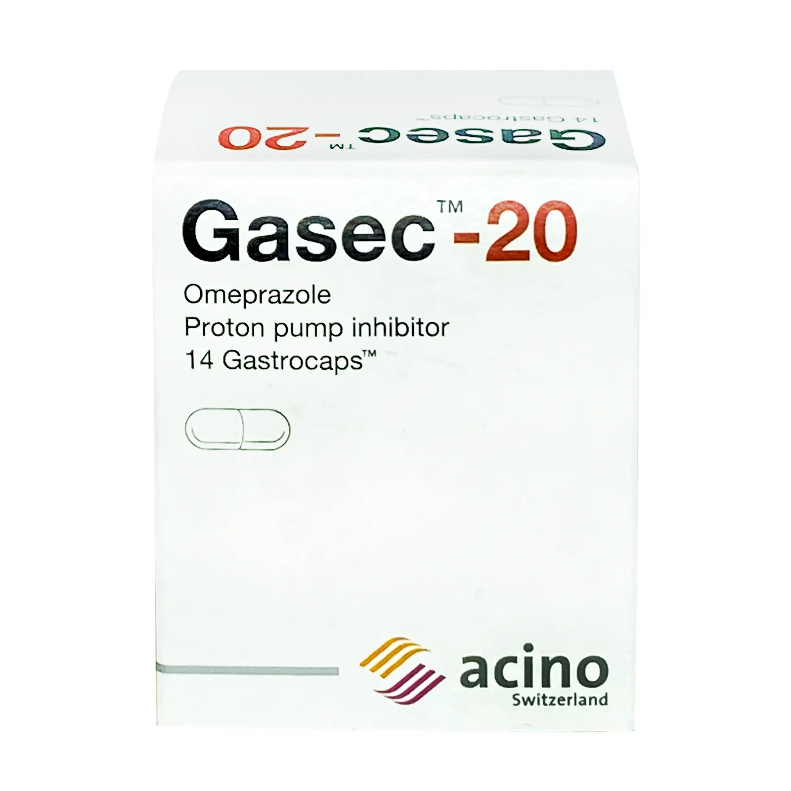 Gasec 20 mg 14 Caps For Stomach Ulcers and Acidity