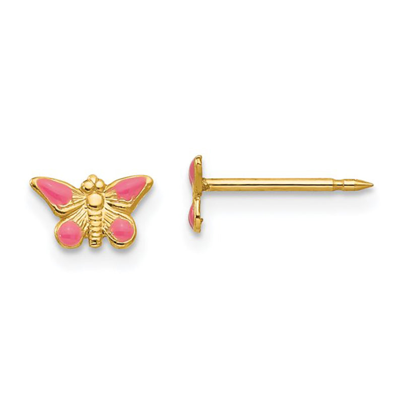 Inverness 841C GP Pink Butterfly Earrings 24KT