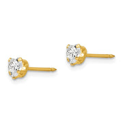 Inverness 472E Clear Heart CZ Earrings 14KT 4mm