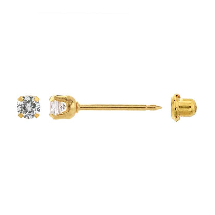 Inverness 96C GP Crystal April Earrings 14KT 3mm
