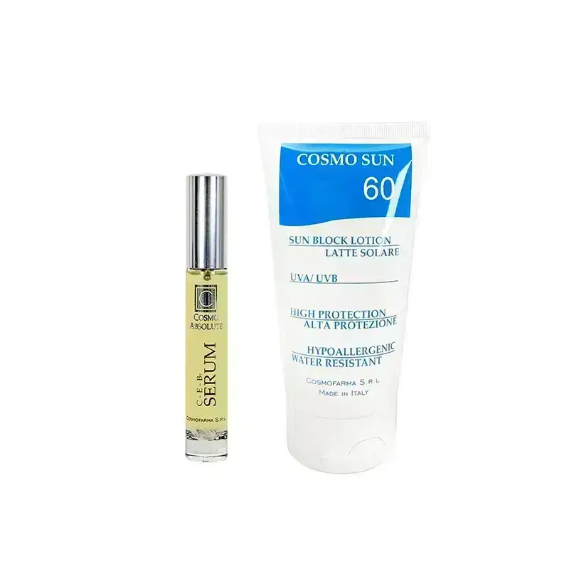 Cosmo Sun Block Lotion + Cosmo Absolute C-E-B5 Serum Package
