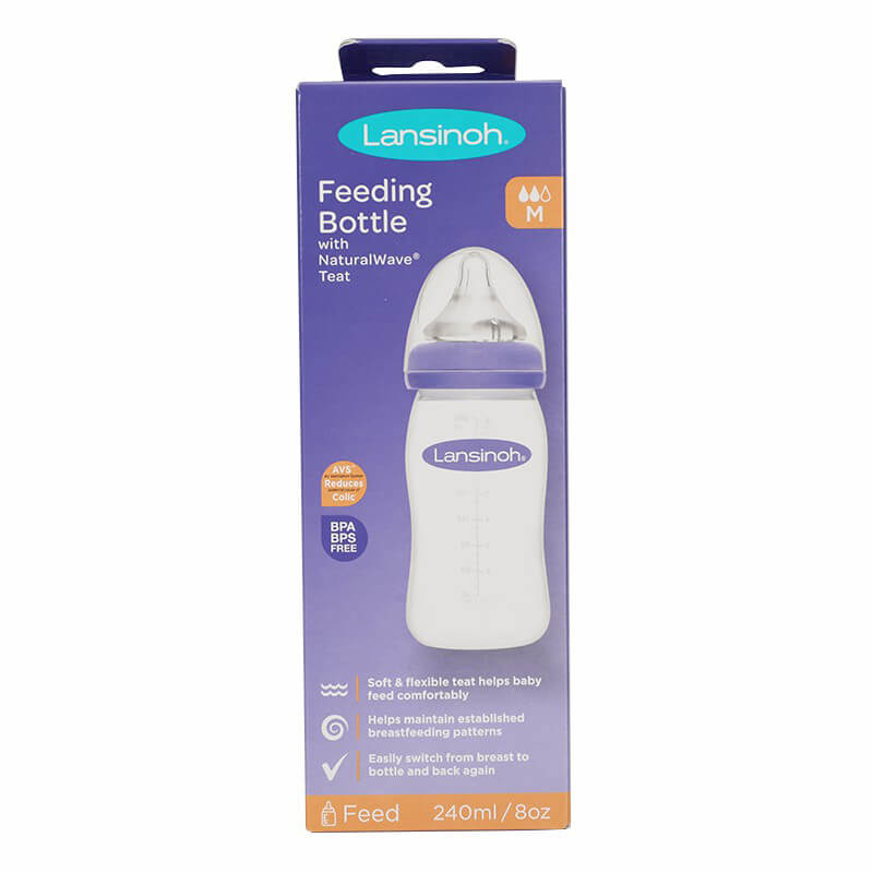 Lansinoh Feeding Bottle With Natural Wave Medium Flow 240 ml