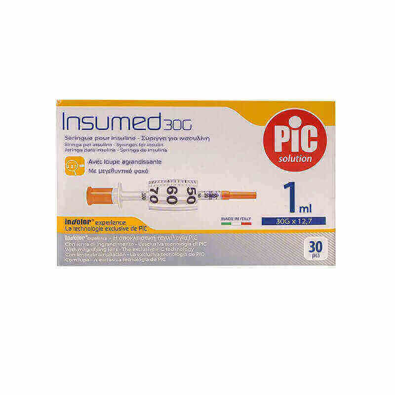 Pic Insumed Syringe For Insulin 1 ml 30G*12.7 mm 30 Pcs