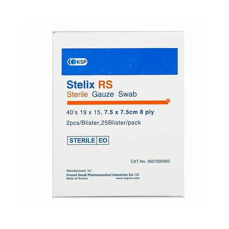 Stelix Sterile Gauze Swab 8Ply 7.5×7.5 cm 40'S