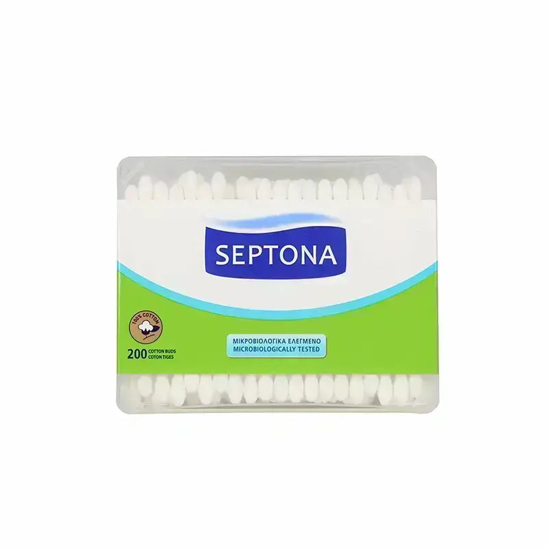 Septona Cotton Buds Rectangular Plastic Box 200 Pcs