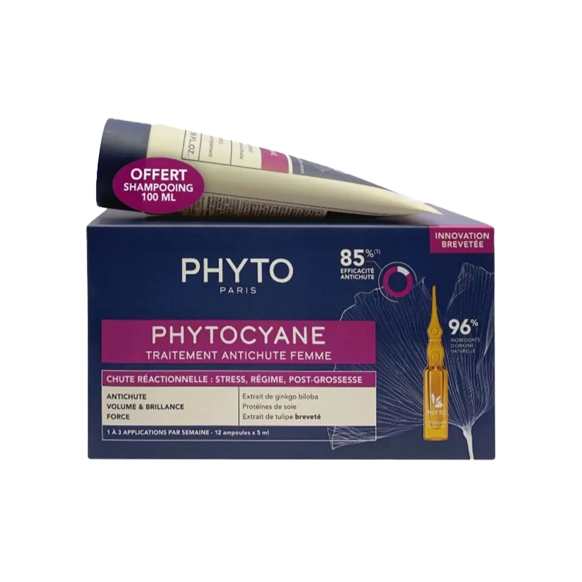 Phyto Phytocyane Reactional Ampoules For Woman + Shampoo 100 ml Free