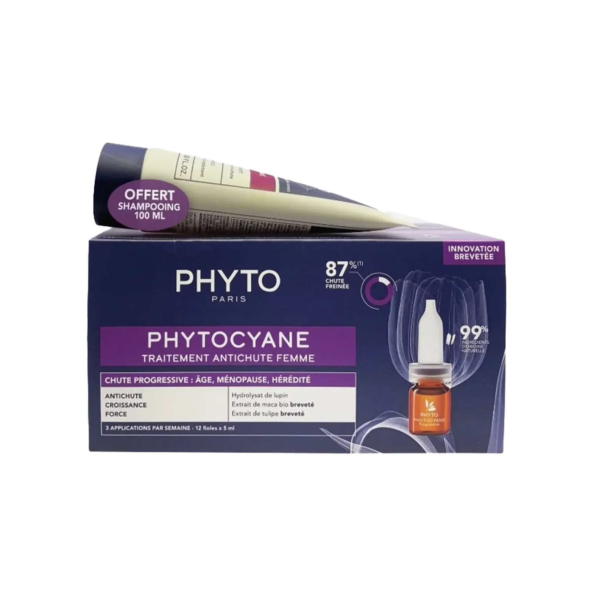 Phyto Phytocyane Progressive Ampoules For Woman + Shampoo 100 ml Free