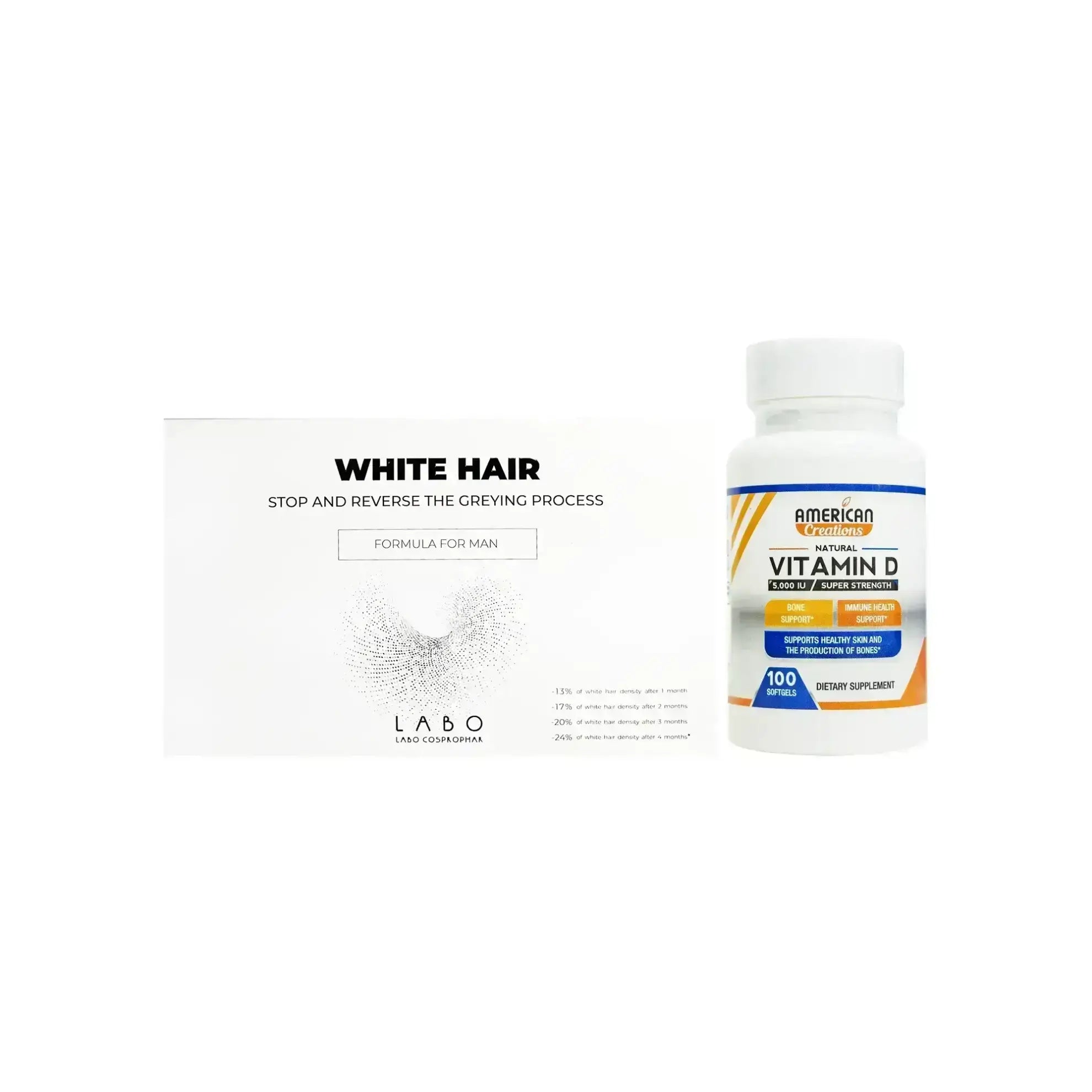 package Crescian White Hair Man + American Creation Vitamin D