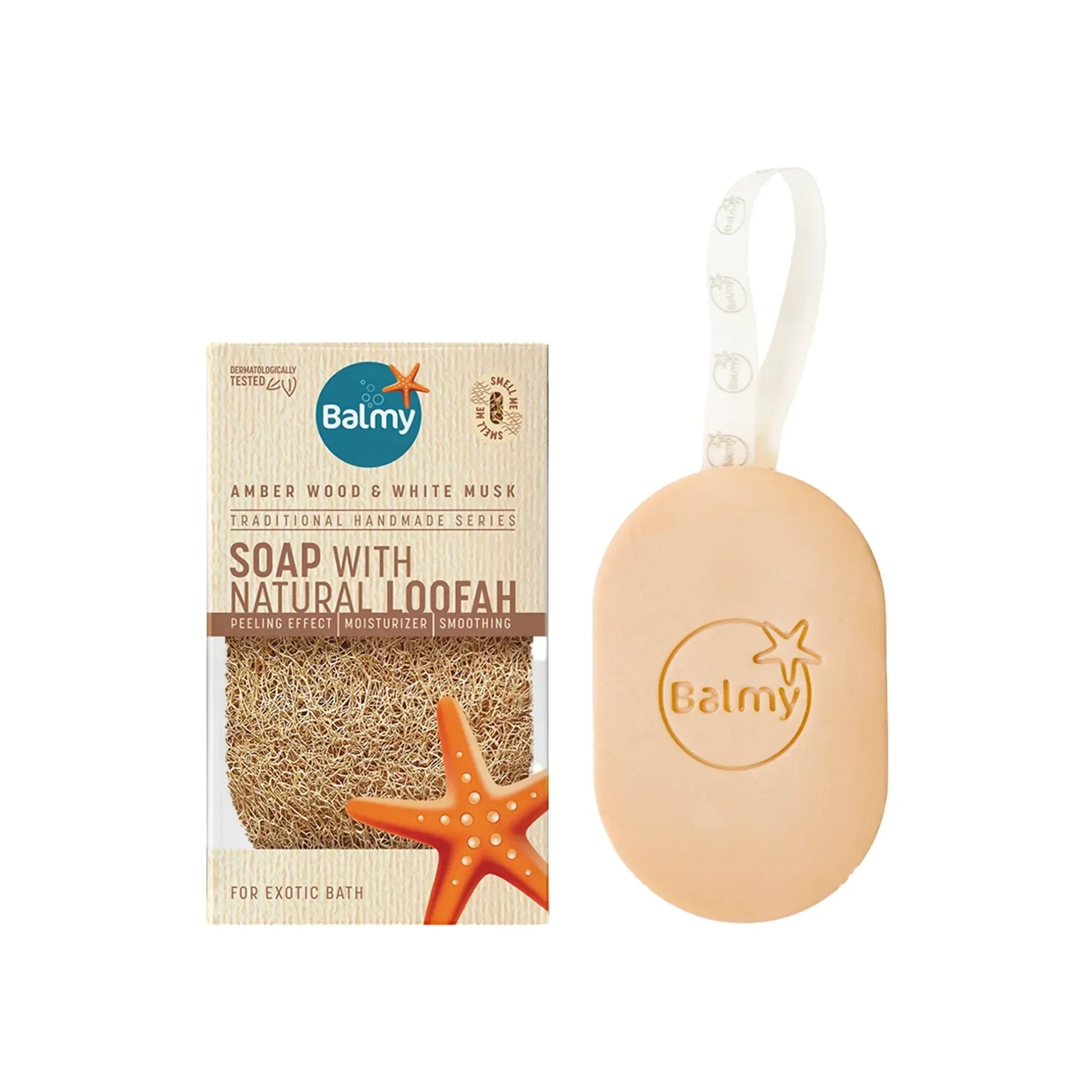 Balmy Soap With Natural Loofah Amber Wood & White Musk