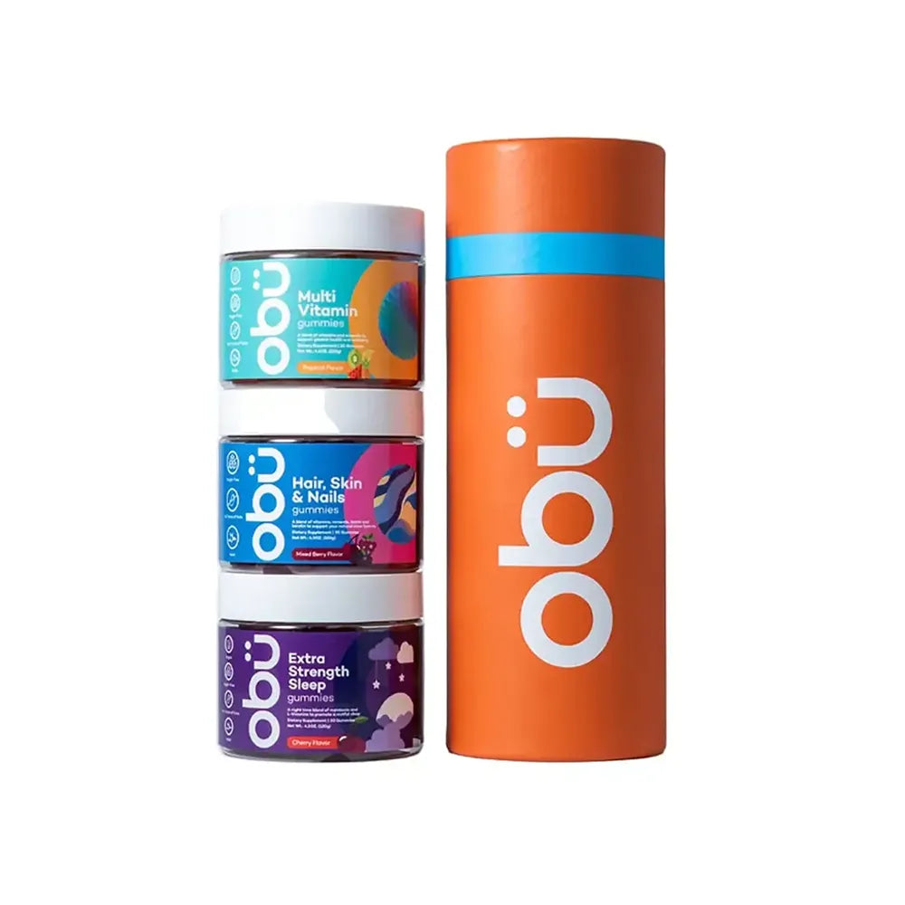 Obu Travel Kit 4 - Adult Multivitamin/ Hair Skin Nails / Sleep Cherry All 30 Gummies