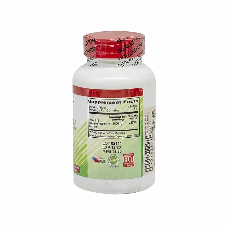 Human Essentials Vitamin E 1000 IU 90 Softgels