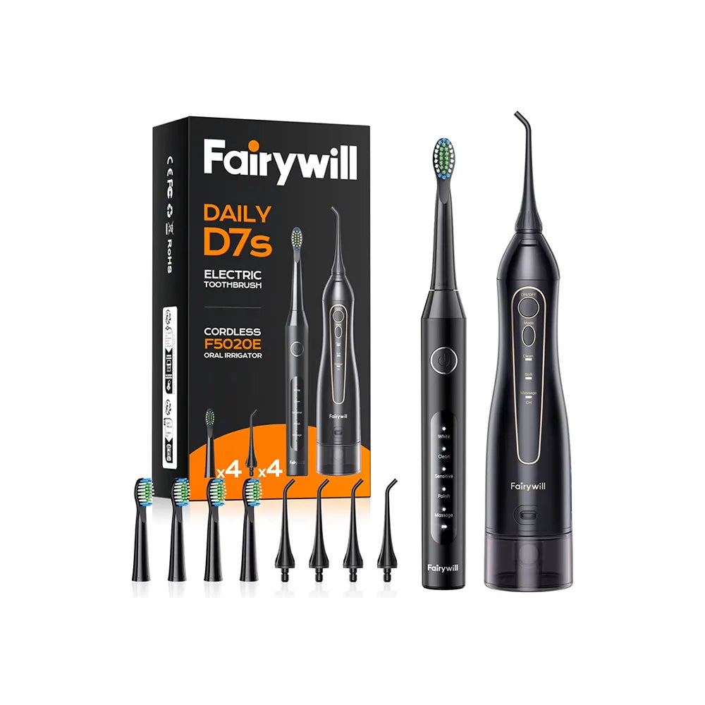 FairyWill Oral Care Combo Flosser + Electric Toothbrush