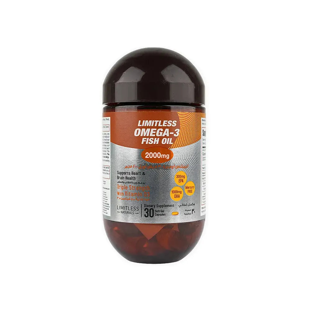 Limitless Omega 3Fish Oil 2000mg 30Soft Gel Cap
